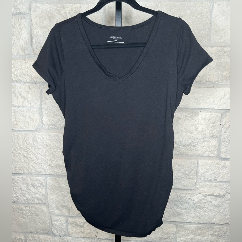 Motherhood Maternity Black Short Sleeve V-Neck Top